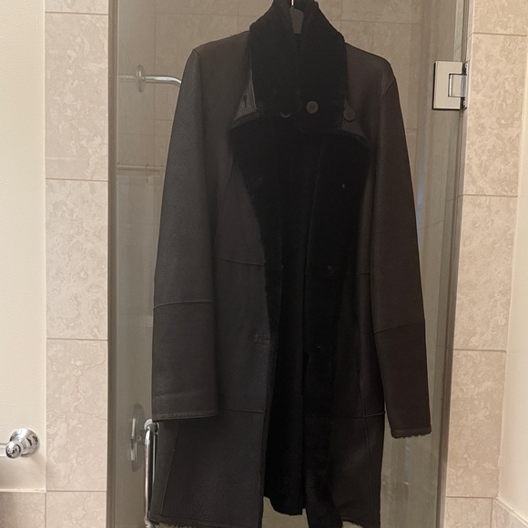Chocolate Brown Shearling Coat - Picture 1 of 4